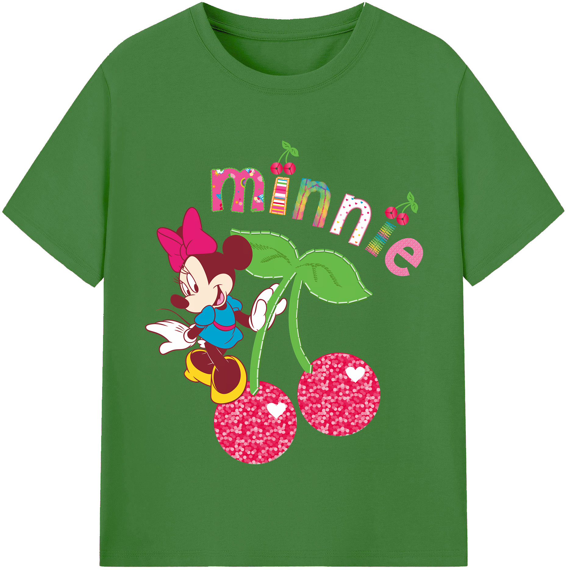 （画像用） ミッキーマウス Mickey Mouse レディースカジュアルプリントTシャツ（綿100％）
